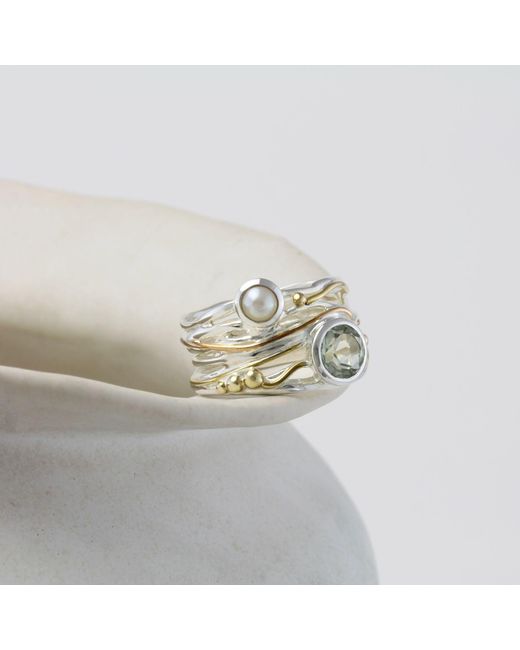 Isla Silver White Pearl & Amethyst Ring