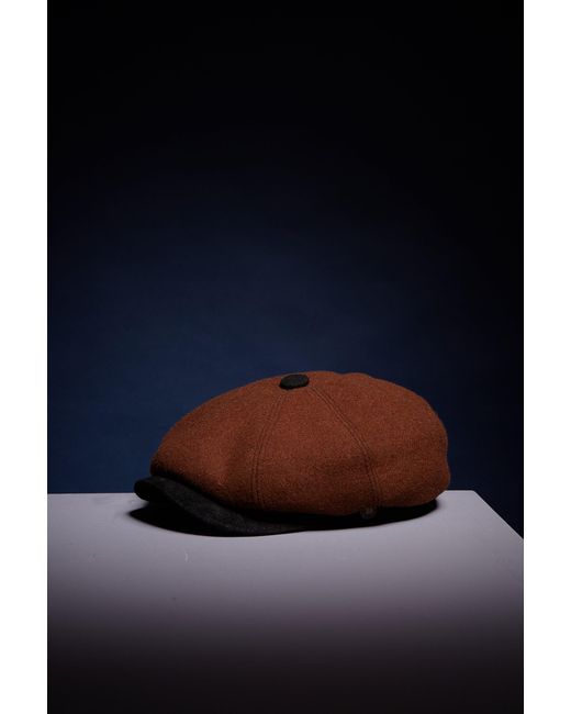 Dasmarca Hats Brown Eden Tobacco Wool Newsboy Bakerboy Peaky Cap With Leather Visor Peak for men