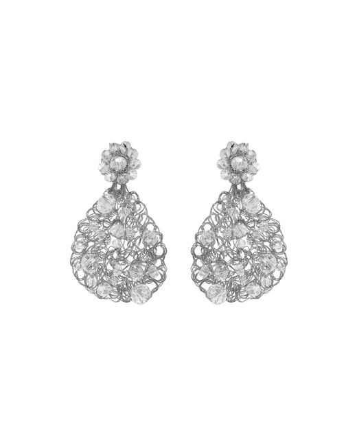 Lavish by Tricia Milaneze Metallic Neutrals Clear & Aurora Handmade Crochet Earrings