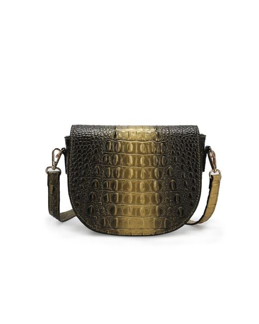 Mkf Collection - J'omor Green Amalia Croc-Embossed Crossbody Bag