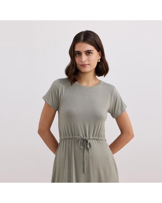 REISTOR Gray Drawstring Short T-Shirt Dress