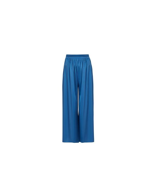 Avenue 8 Blue High Waist Loose-Fit Silk Pants