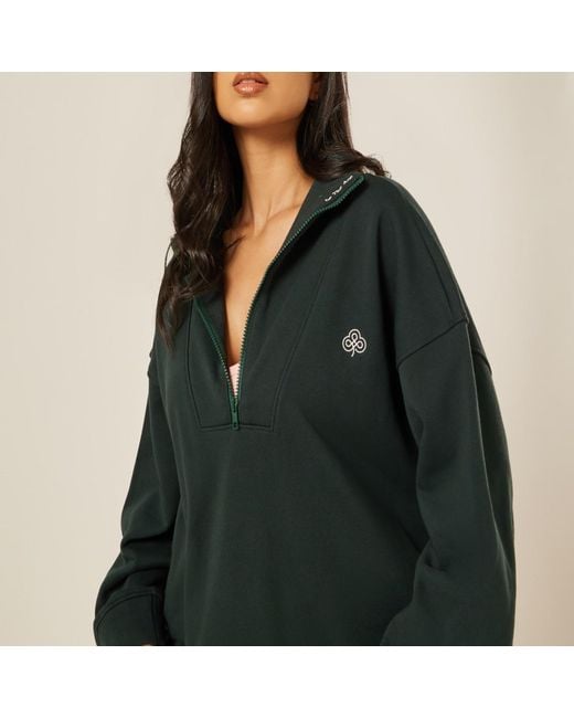 Be Athletica Green Varsity Athletica Quarter-Zip Sweatshirt