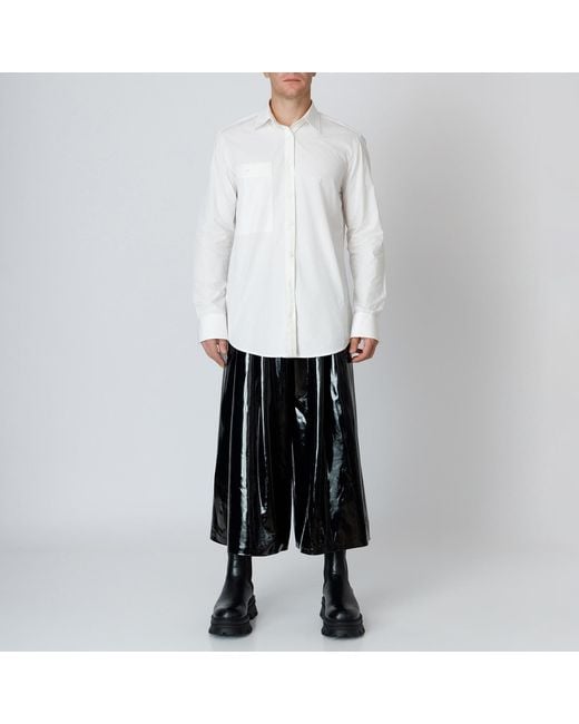 LIA ARAM Black Wrap-Around Faux Leather Cropped Trousers