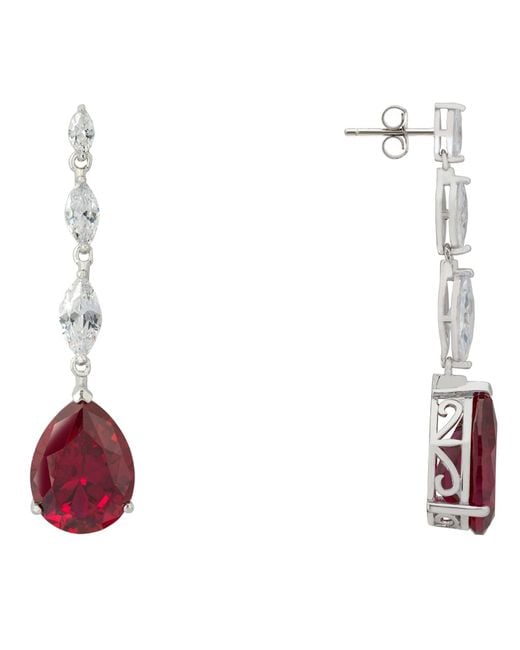 Latelita London Red Zara Teardrop Ruby Gemstone Earrings Silver