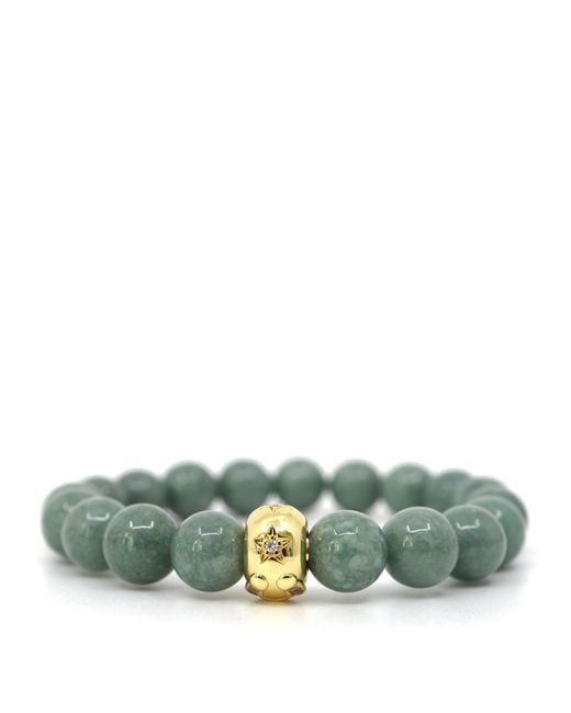 Shar Oke Green Burma Jade & Horseshoe Bracelet for men