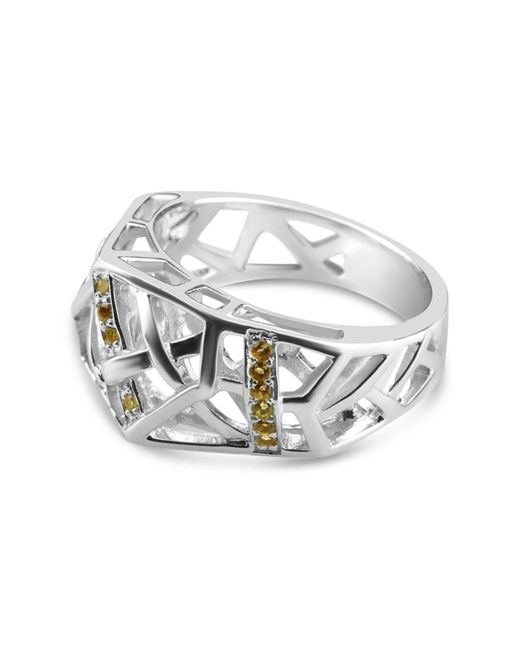 Bellus Domina White Gold Plated Crossover Citrine Ring in Silver ...