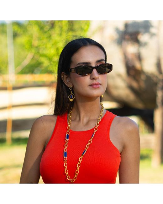 Ebru Jewelry Metallic Versatile Glow Cat Eye Long Necklace