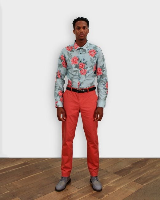 Lords of Harlech Blue Nigel Floating Forna Shirt In Nile for men