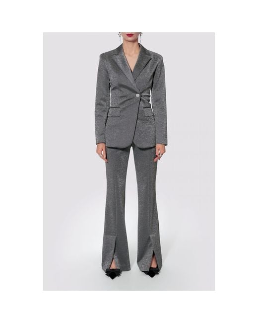 AGGI by HALEWSKI Gray Rachel Flash Hourglass Shaped Sparkling Blazer