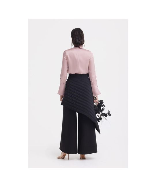 Julia Allert Brown Luxury Silk-Feel Satin Blouse Blush