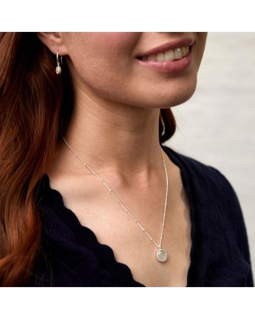 Auree Jewellery Metallic Neutrals Barcelona June Birthstone Necklace Moonstone