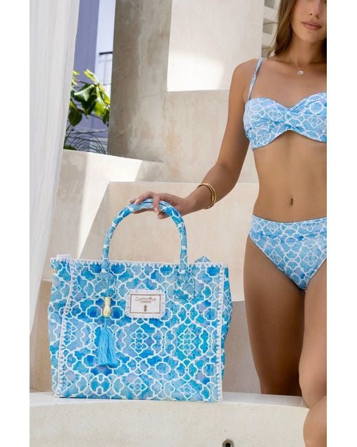 Sophia Alexia Blue Azure Mosaic Barbados Beach Bag
