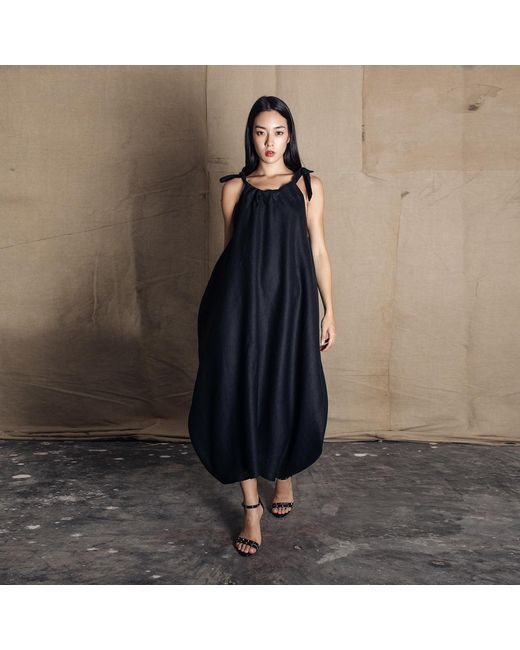 Bianca Popp Black Semiballoon Dress With Ribbons