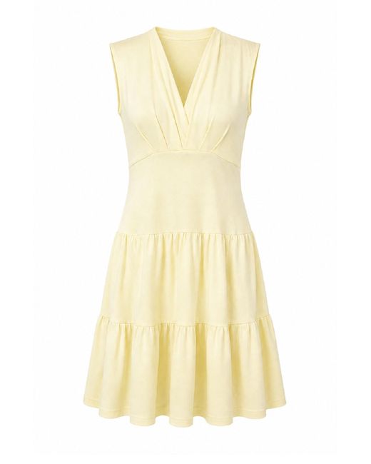 Conquista Yellow Gathered Waist Sleeveless Mini Dress