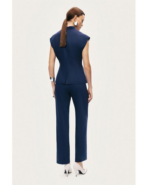 Nocturne Blue Tailored Straight-Leg Pants