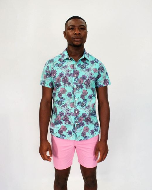 Lords of Harlech Blue Scott Ocean Floral Shirt for men