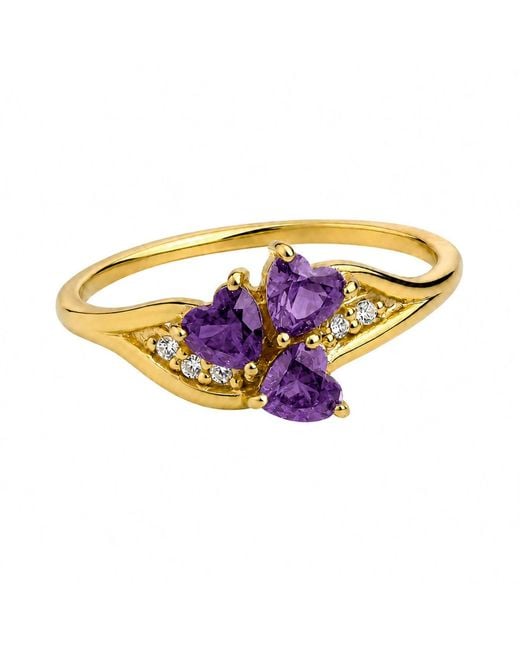 Belinda Jewelz Multicolor Amethyst Triple Heart Cluster Birthstone Ring