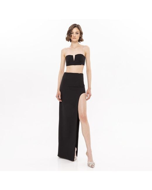 Nissa Black High Waisted Maxi Skirt