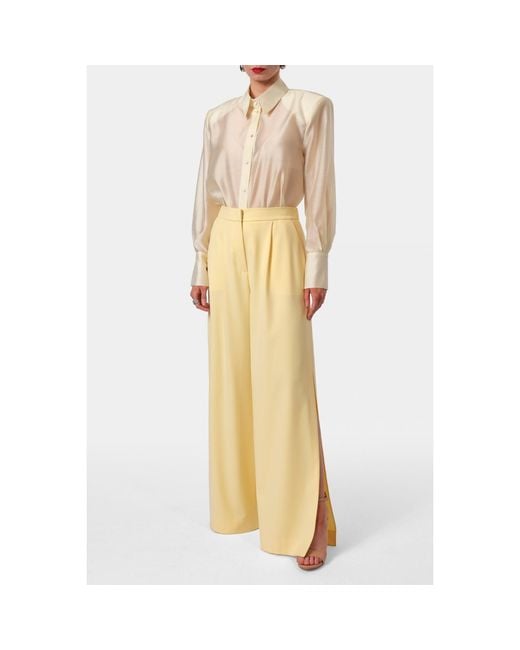 AGGI by HALEWSKI Yellow Omena Butter Long Wide Trouser With Slits