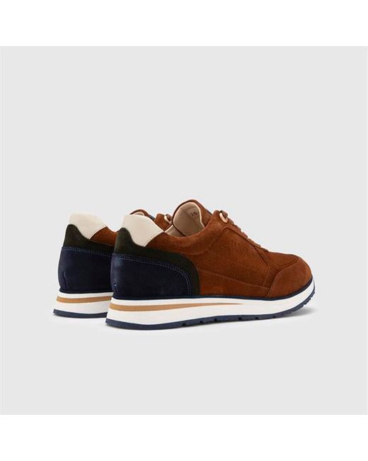 Ilvi Brown Renat Saddle--Khaki Split Suede Leather Sneaker for men