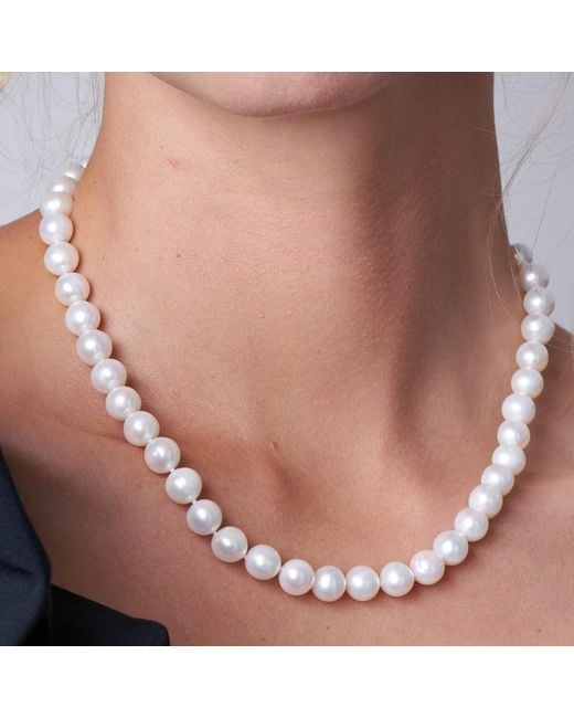 Pearls of the Orient Online White Gratia Cultured Freshwater Pearl Necklace With Sterling Spring Clasp