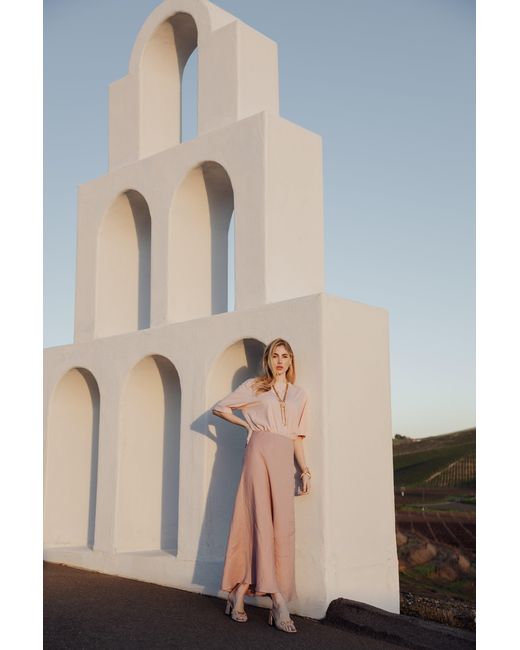 Rave on Trend Pink Linen Midi Skirt