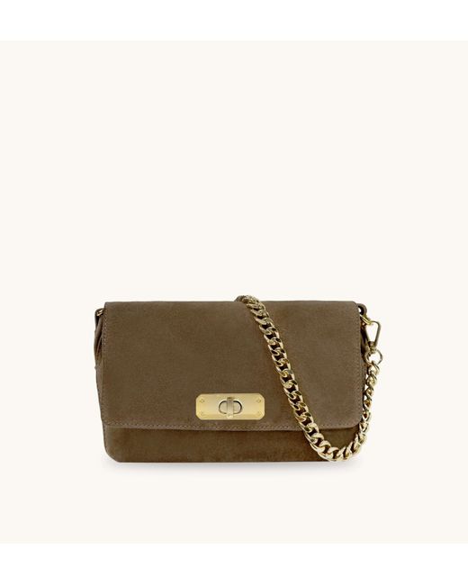 Apatchy London Brown The Maisie Midi Mink Suede Bag