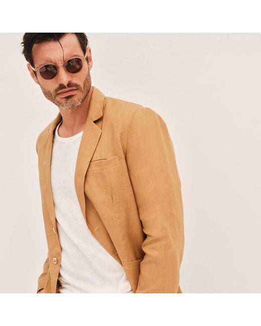 Haris Cotton White Solid Lapel Neck Linen Blazer for men