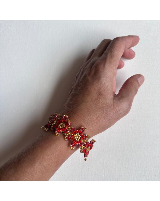Iliana Arrazola Red Waterfall Blossom Bracelet