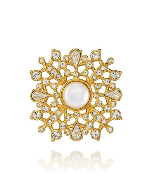 Emma Holland Jewellery Metallic Crystal & Pearl Brooch