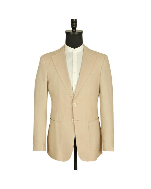 DAVID WEJ Natural Neutrals Hugo Linen Single Breasted Blazer for men