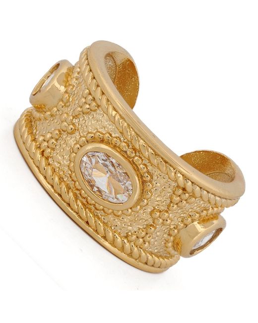 Ebru Jewelry Metallic Queen Cleopatra Diamond Energy Cuff Adjustable Ring