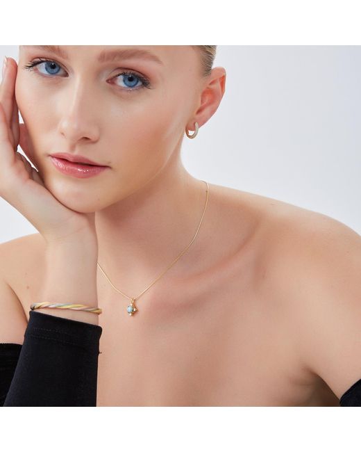 Spero London Metallic Moonstone Sterling Pendant Necklace With Fine Italian Chain