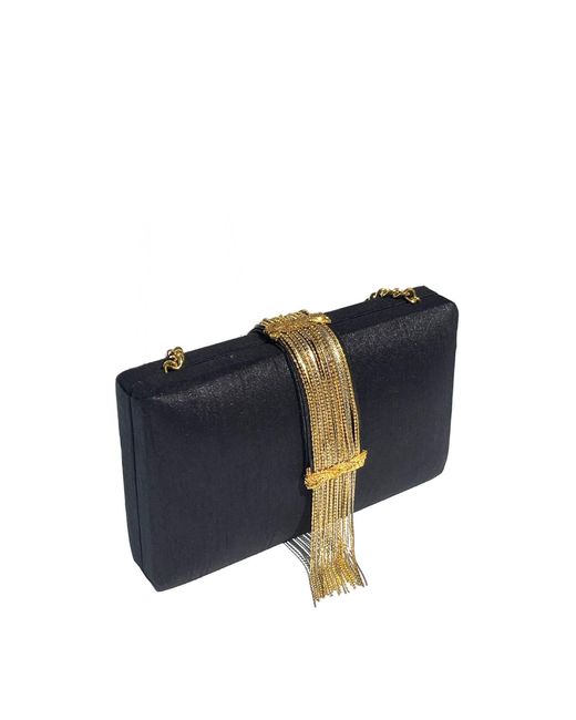 Simitri Blue Noir Fringe Clutch