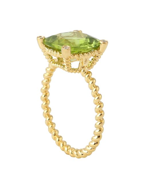 Artisan Green Handmade 18k Yellow Gold Diamond Peridot Cocktail Ring