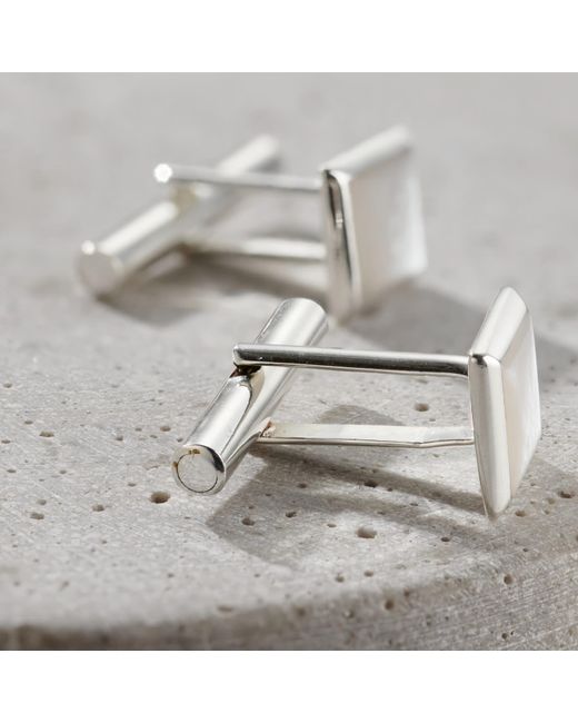 Posh Totty Designs Metallic Square Mother-Of-Pearl And Cufflinks for men