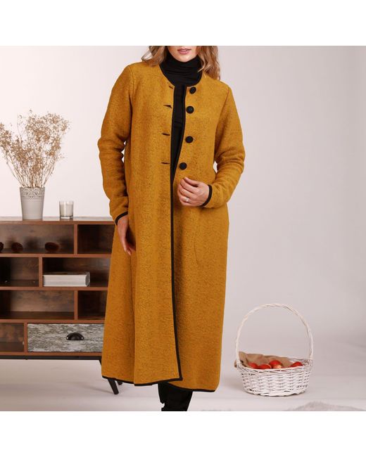 Nikka Place Brown Minimalist Boiled Wool Cardigan With Buttons And Pockets