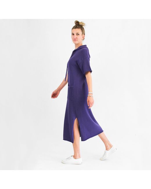Zenzee Purple Cotton Hoodie Dress