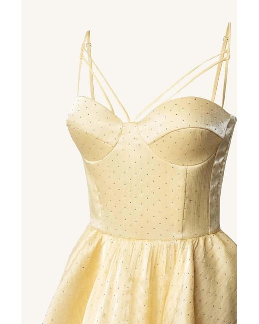 POST MERIDIEM Metallic Mini Bustier Dress With Rhinestones