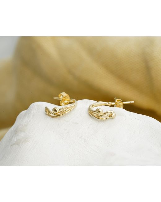 Isla Silver Metallic Molten Sculptural Huggie Earrings