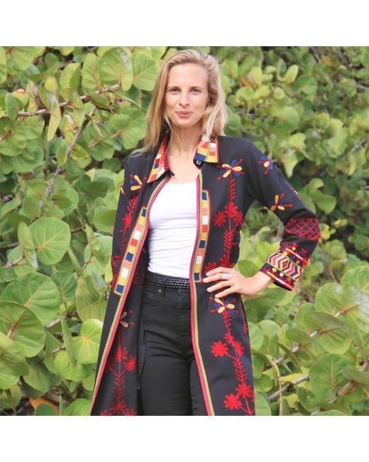 Antra Designs Black The Ebony Aztec Coat