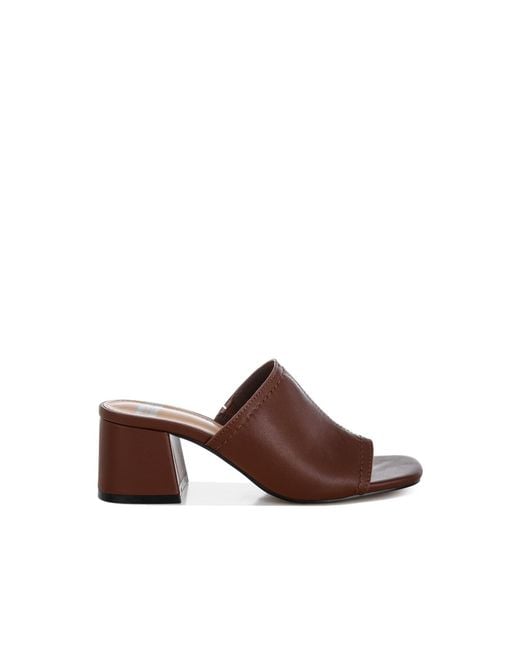 Rag & Co Brown Wuling Slip-On Soft Leather Heels
