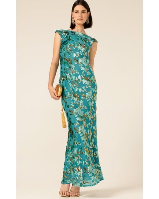 slim fit dress slacks Nehemiah One Shoulder Maxi Dress Green main image 1