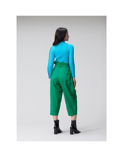 Arto. Green Ruffles Flower-Like High Waist Pant