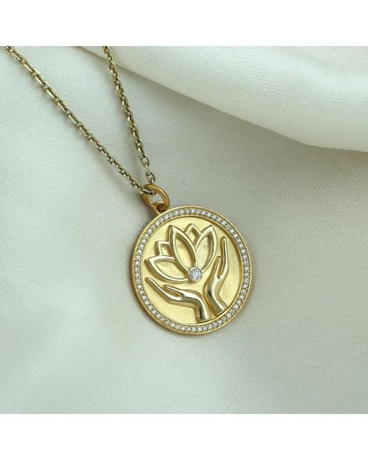 Artisan Metallic Diamond Lotus Medallion Pendant