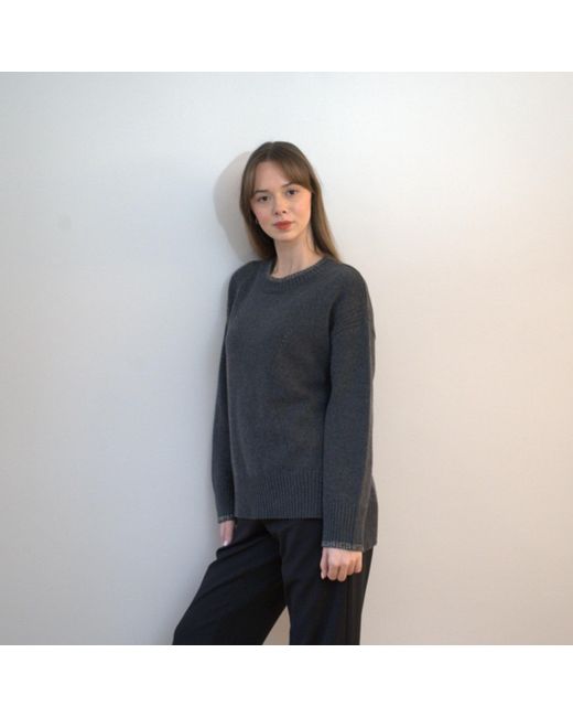 Nuvv Collection Black Wool And Cashmere Blend Round Necked Knit Sweater – Soft Neutral Tone