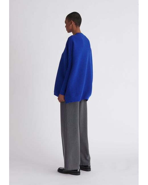 Paisie Blue V-Neck Ribbed Jumper