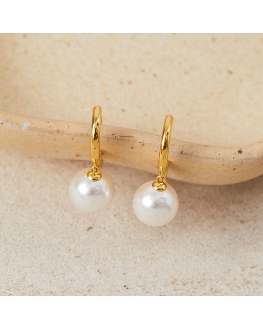 Esterah Metallic Pearl Huggie Hoops