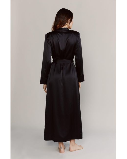 Kato Black Matador Silk Satin Robe